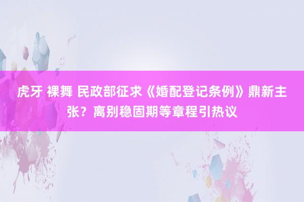 虎牙 裸舞 民政部征求《婚配登记条例》鼎新主张？离别稳固期等章程引热议